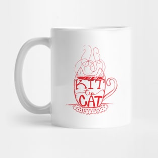 Kitty Cat - Tea Lover Lettering Art - Visual Pun - Mug - Orange Line Art Mug